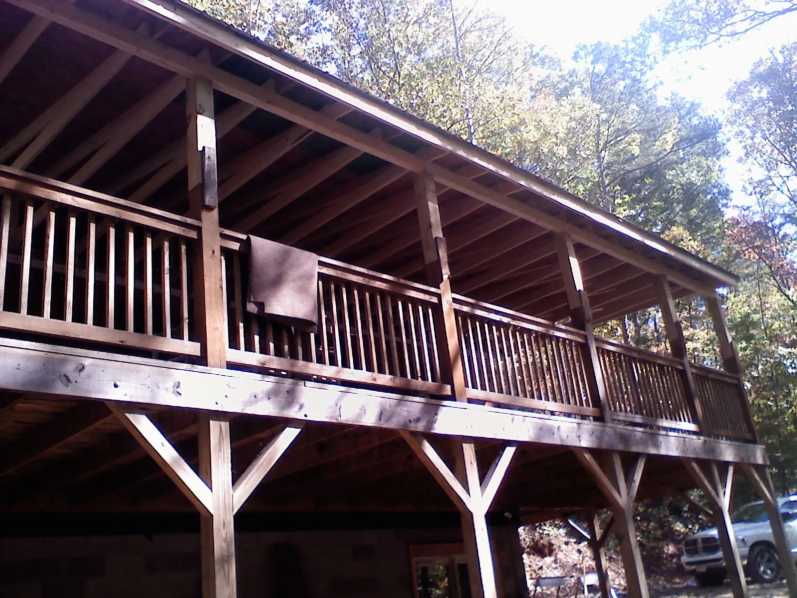 Timber framing under a new elevated porch and deck — Roof Leak Repair in Buckeye Lake by Roofing Brothers